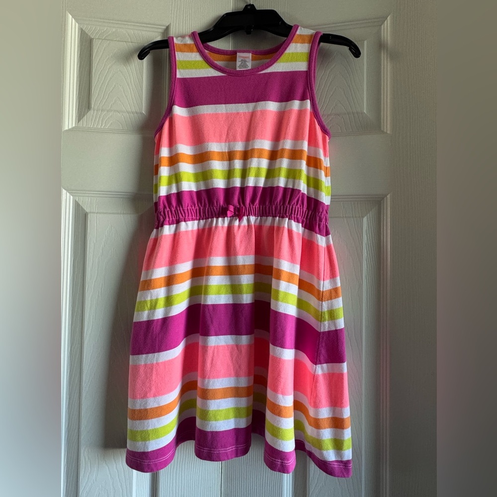 Gymboree Girls Pink, Magenta & Orange Striped Sleeveless Dress, SZ 10. EUC